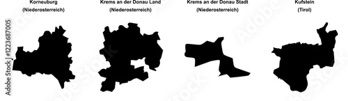 Korneuburg, Krems an der Donau Land, Krems an der Donau Stadt, Kufstein outline maps