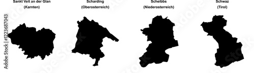 Sankt Veit an der Glan, Scharding, Scheibbs, Schwaz outline maps