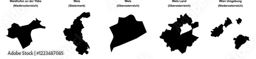 Waidhofen an der Ybbs, Weiz, Wels, Wels Land, Wien Umgebung outline maps