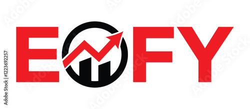 EOFY end of financial year symbol. Concept words EOFY end of financial year on wooden blocks on beautiful white background. Businessman hand. Business and EOFY end of financial year concept.