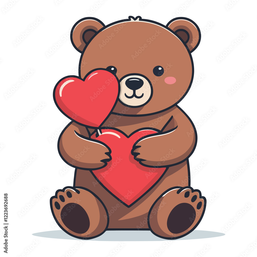 Cute cartoon bear holding a heart, perfect for Valentine's Day Cute cartoon bear holding a heart, perfect for Valentine's Day