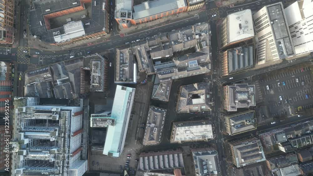 Aerial drone shot across Manchester shot from the west looking east at Deansgate Square, Manchester, UK Aerial drone shot across Manchester shot from the west looking east at Deansgate Square, Manchester, UK