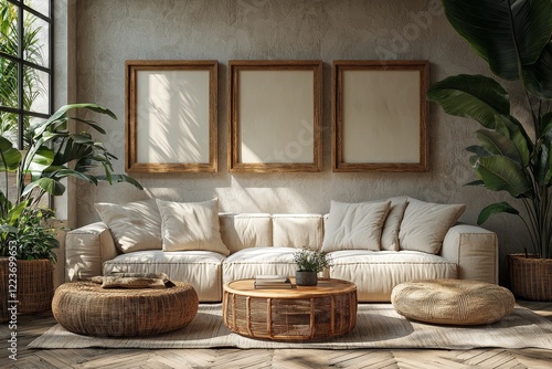 Contemporary living space background for Zoom calls - Stock