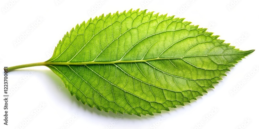 Fototapeta premium Single Green Leaf on White Background