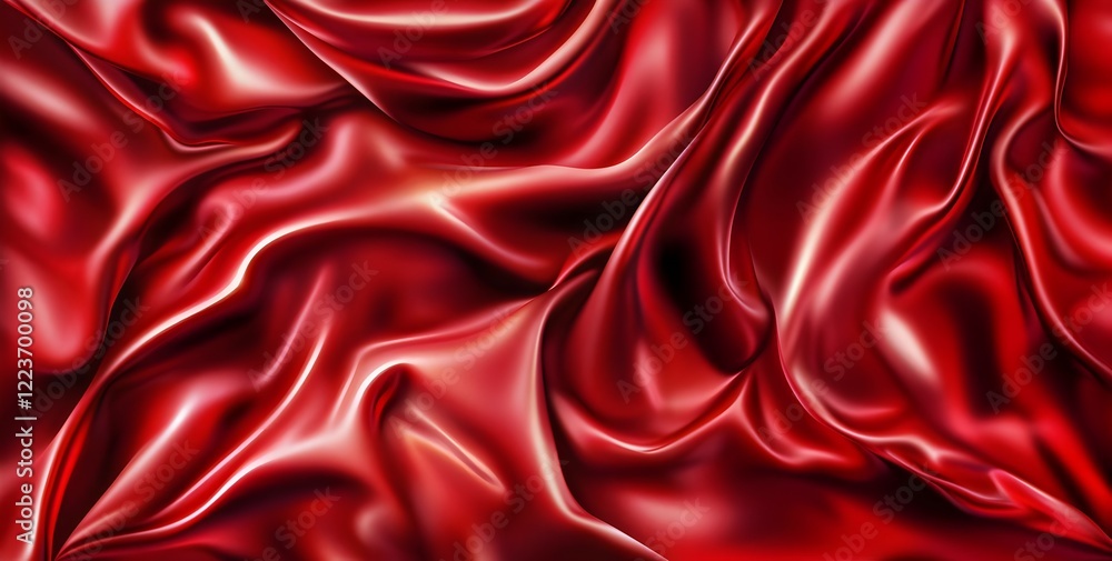Obraz premium Luxurious Red Silk Fabric Background - Smooth, Shiny, and Elegant Drapery Texture for Romantic, Fashion, and Premium Design Projects