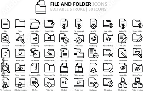 Wallpaper Mural File And Folder Icon Set In Outline Style 50 Vector Icons in Black Torontodigital.ca