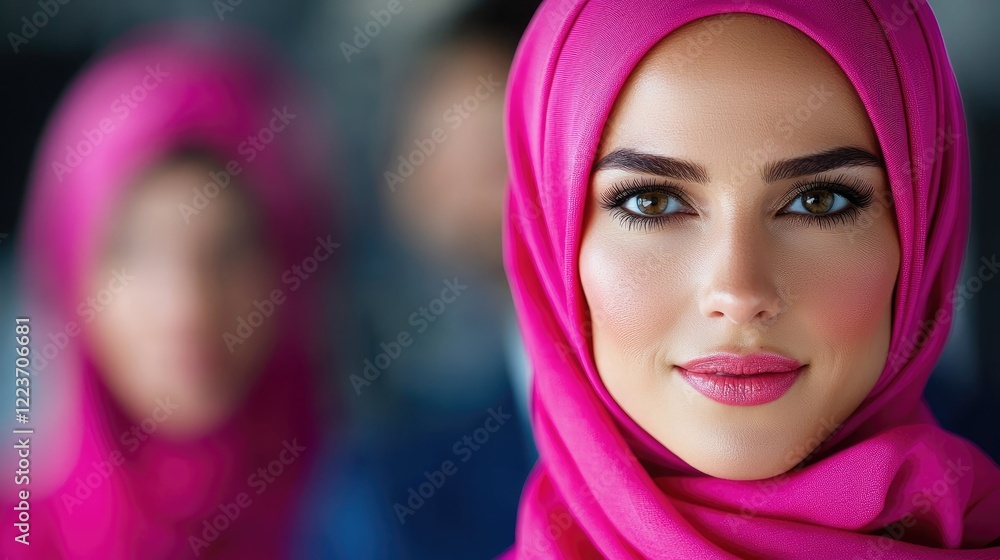 Confident woman in hijab, city background, portrait Confident woman in hijab, city background, portrait