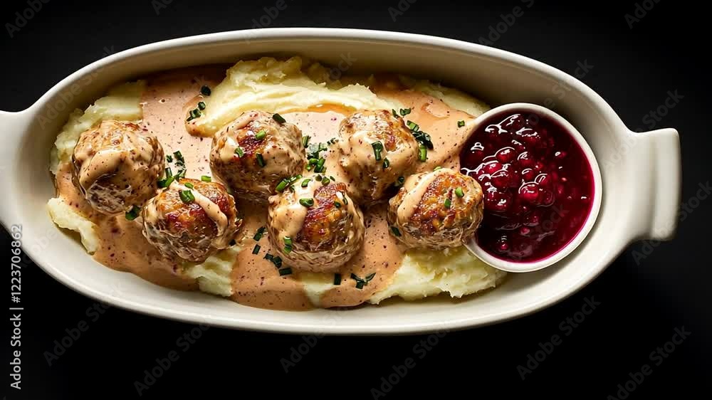 Swedish Meatballs with Creamy Gravy and Lingonberry Sauce Swedish Meatballs with Creamy Gravy and Lingonberry Sauce
