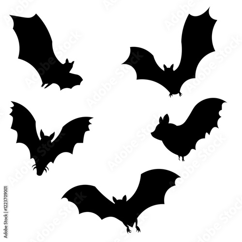 コウモリのシルエット　イラストセット