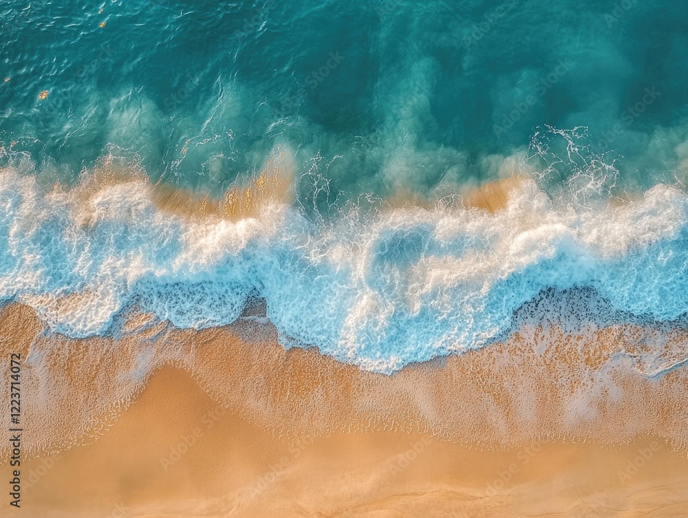 Fototapeta premium The ocean is calm and the waves are small. The water is blue and the sky is clear