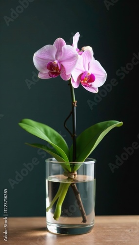 Wallpaper Mural Single small orchid in a tall clear glass vase, plant, clear Torontodigital.ca