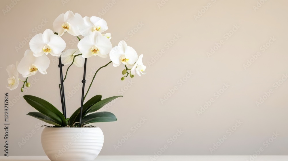 Delicate White Orchid in a Stylish Pot - A Touch of Elegance Delicate White Orchid in a Stylish Pot - A Touch of Elegance