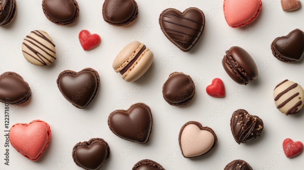 Heart-Shaped Chocolate Macarons: A Sweet and Colorful Valentine's Day Delight Heart-Shaped Chocolate Macarons: A Sweet and Colorful Valentine's Day Delight