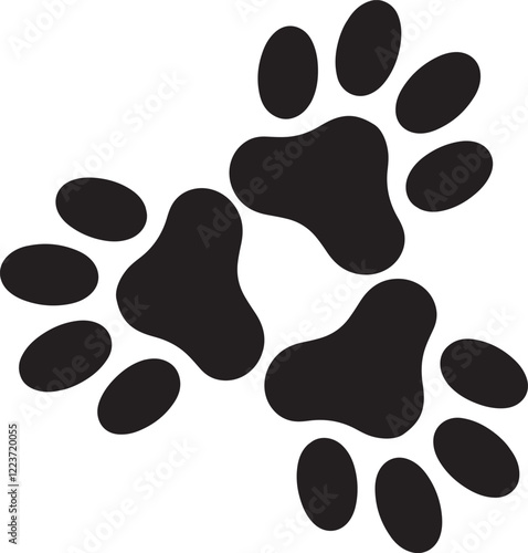 Dow paw design with star shape on white background