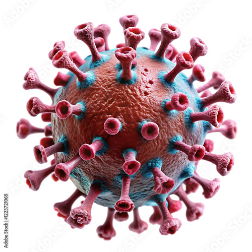 Microscopic Virus Detailed 3D Render Red Pink art cell covid corona health      