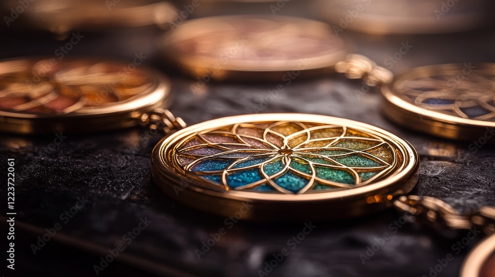 Close-up of an intricate Luther Rose design, delicately detailed with golden edges and vibrant pastel tones, symbolizing faith and grace Close-up of an intricate Luther Rose design, delicately detailed with golden edges and vibrant pastel tones, symbolizing faith and grace