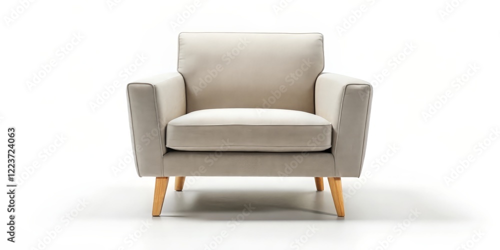 Fototapeta premium Beige Armchair on White Background