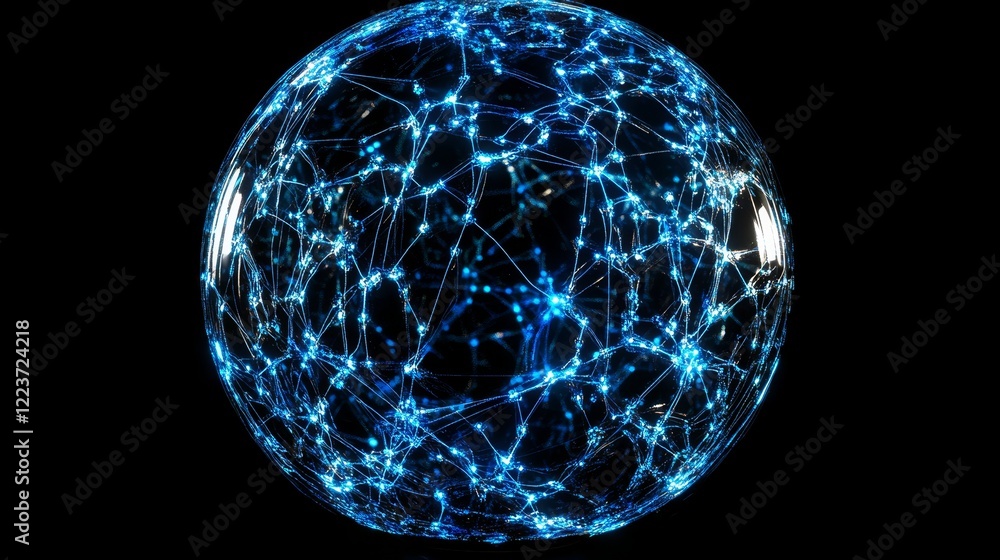 Futuristic Digital Network Sphere with Abstract Connections and Technology Glow Futuristic Digital Network Sphere with Abstract Connections and Technology Glow