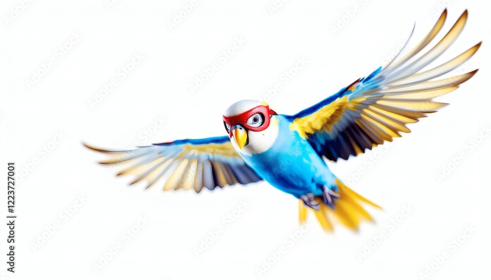 Fototapeta premium Flying Parrot Superhero Bird Colorful Wings Illustration