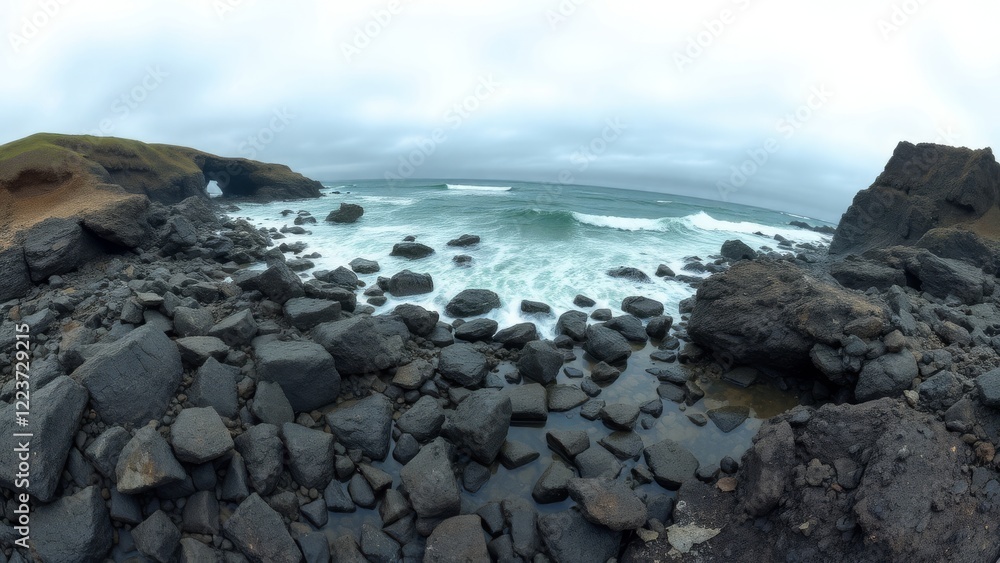 Rocky Shore and Distant Mountains Rocky Shore and Distant Mountains