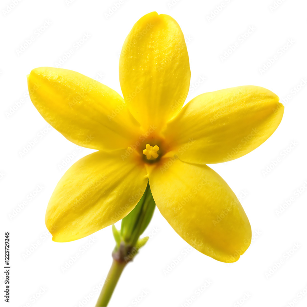 Fototapeta premium Bright Yellow Forsythia Flower Spring Bloom Nature Shot Petal Plant Macro Image 