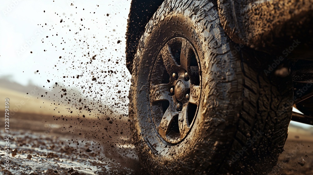 Ultra-realistic close-up of car tire with mud and dirt splatters, capturing rugged texture and all-terrain feel
Ultra-realistic close-up of car tire with mud and dirt splatters, capturing rugged texture and all-terrain feel