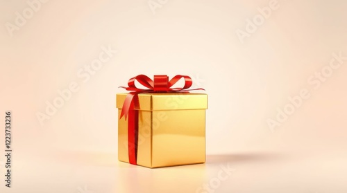 Wallpaper Mural Elegant gift box wrapped in a satin ribbon, placed against a gradient yellow background  Torontodigital.ca
