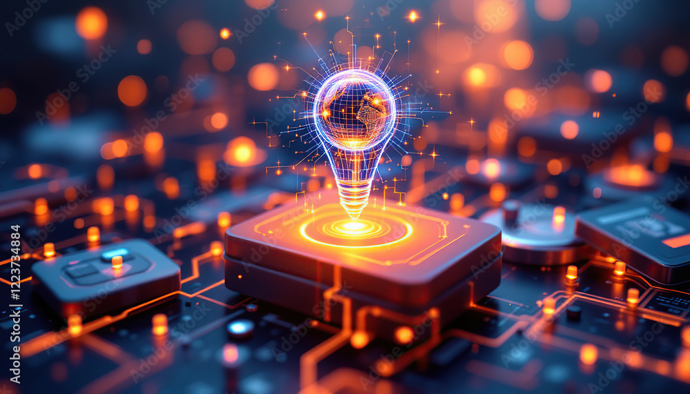 Obraz premium Global Innovation Through Digital Technology Advancement