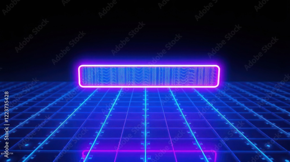 Fototapeta premium futuristic digital environment with glowing pink and blue neon elements