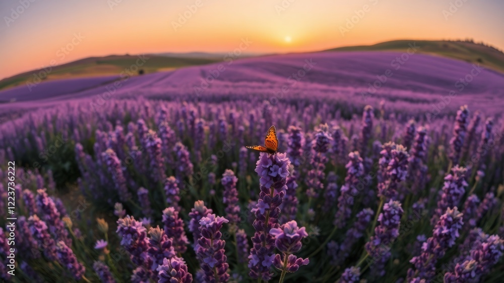 Obraz premium Lavender Fields at Sunset Glow
