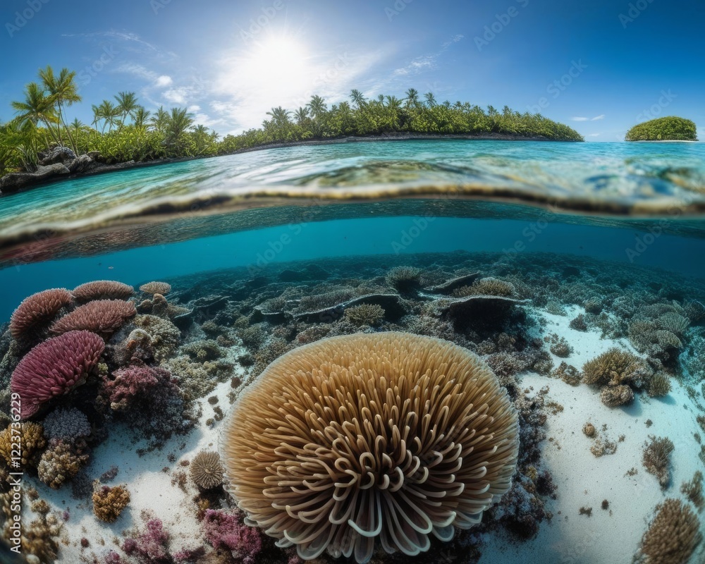 Fototapeta premium Paradise Reef and Palm-Lined Shore