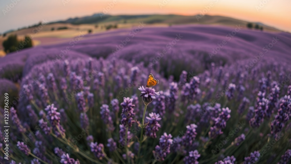 Fototapeta premium Vibrant Lavender Field at Twilight