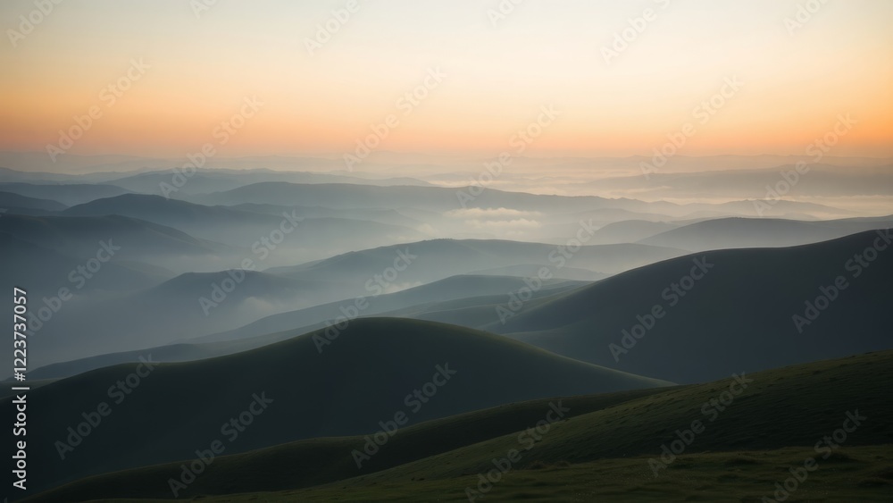 Obraz premium Green Hills Bathed in Morning Light