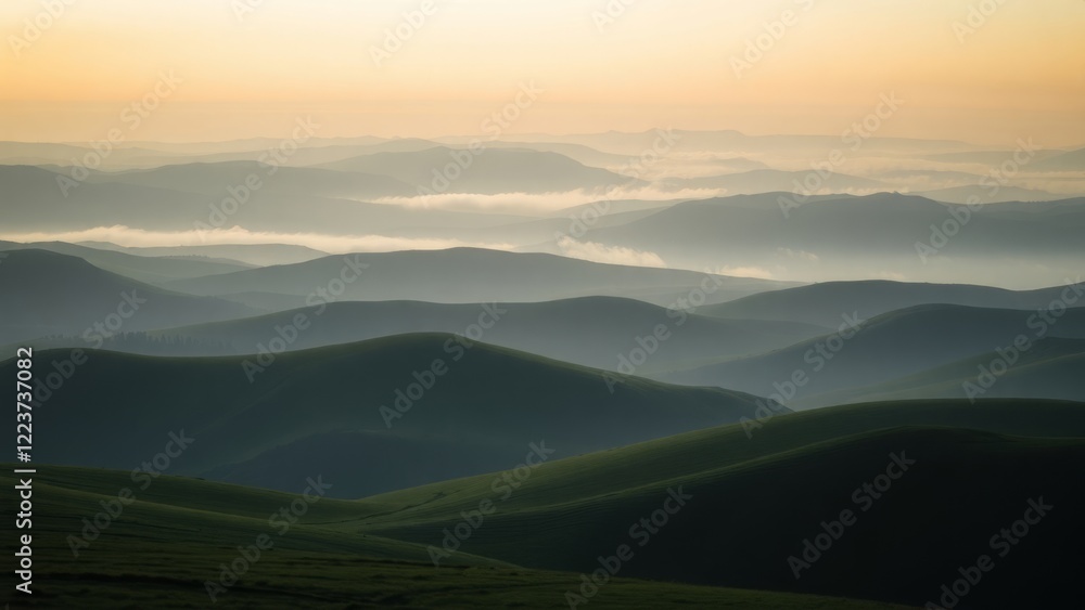 Fototapeta premium Calm Morning Horizon with Rolling Hills