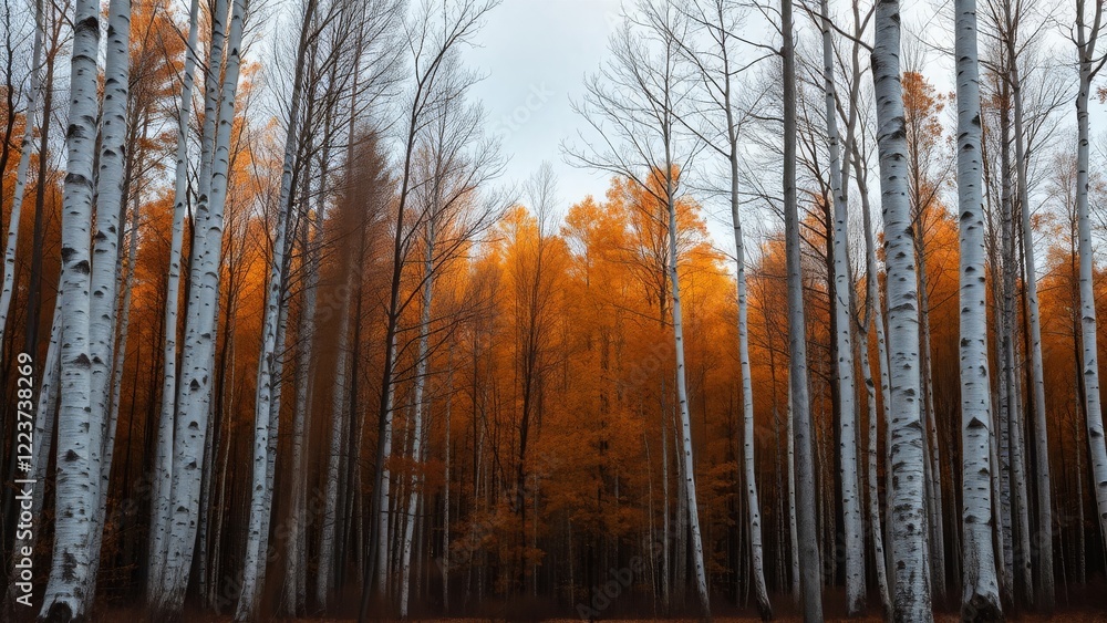 Vibrant Birch Trees in Fall Serenity Vibrant Birch Trees in Fall Serenity