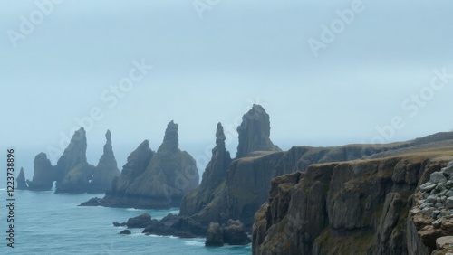 Foggy Morning Over Ocean Cliffs