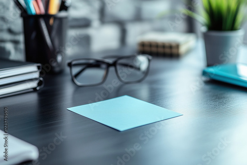 Wallpaper Mural Light Blue Sticky Notes on a Business Desk Torontodigital.ca