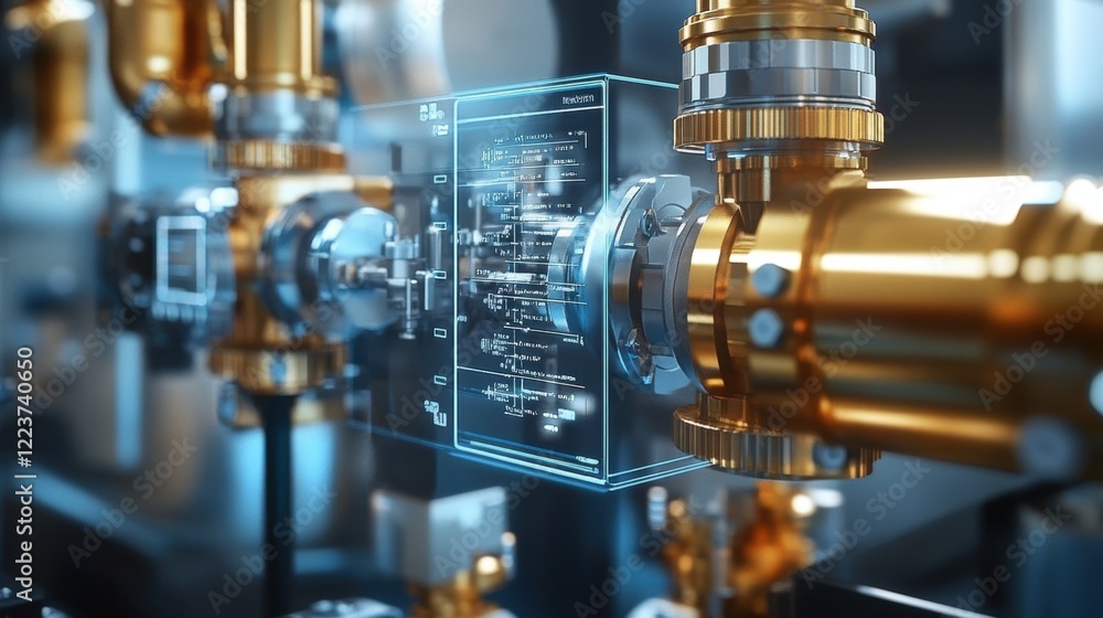 An intricate view of a pneumatic actuator equipped with pressure sensors connected to a digital monitoring display showcasing operating pressure. An intricate view of a pneumatic actuator equipped with pressure sensors connected to a digital monitoring display showcasing operating pressure.