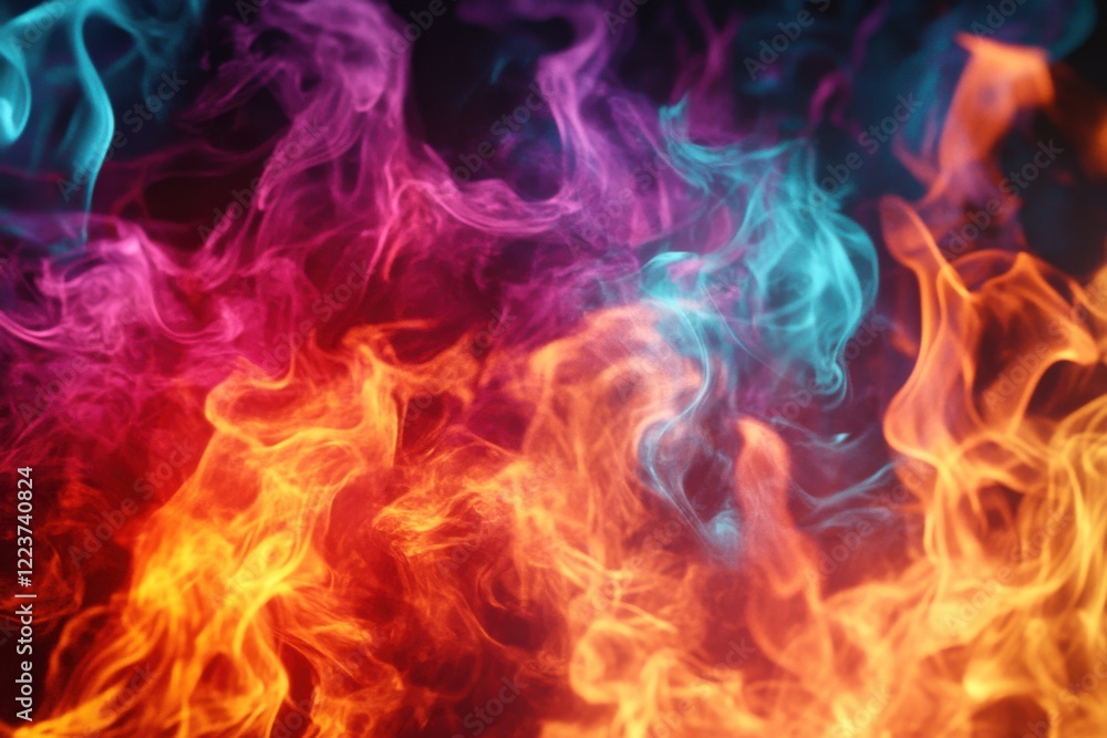 Abstract image Fire motif with tetradic colors texture Abstract image Fire motif with tetradic colors texture