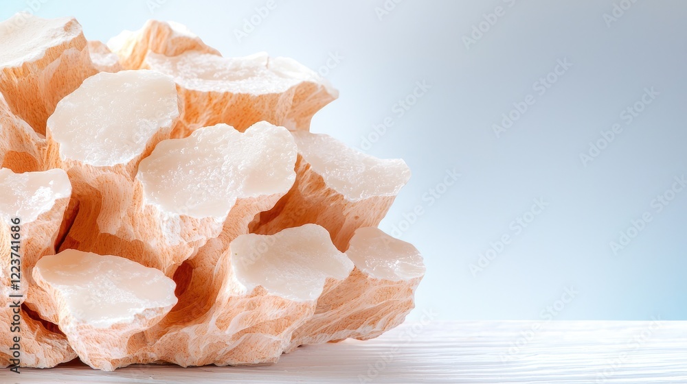Coral-like rock formation on white surface, nature background. Use science, education Coral-like rock formation on white surface, nature background. Use science, education