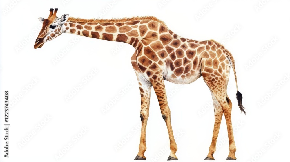 Fototapeta premium Majestic Giraffe Watercolor Painting - Exquisite Wildlife Art