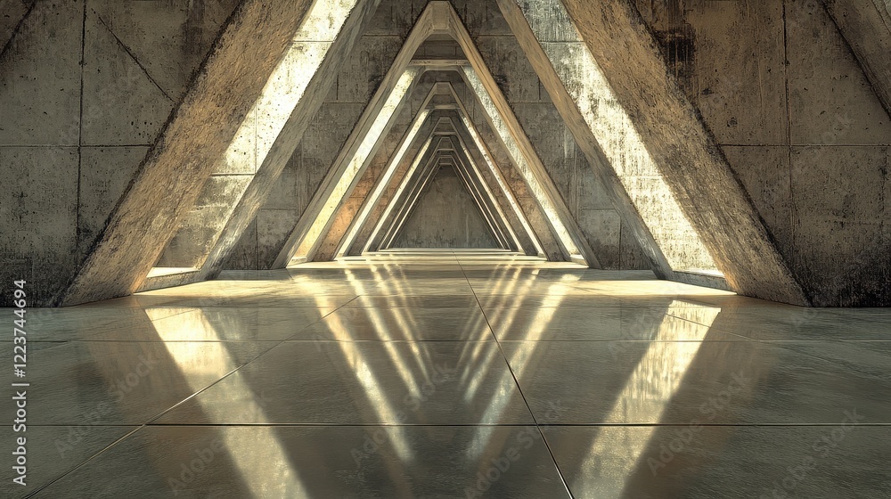 Fototapeta premium Concrete Corridor Architecture Light And Shadow Design