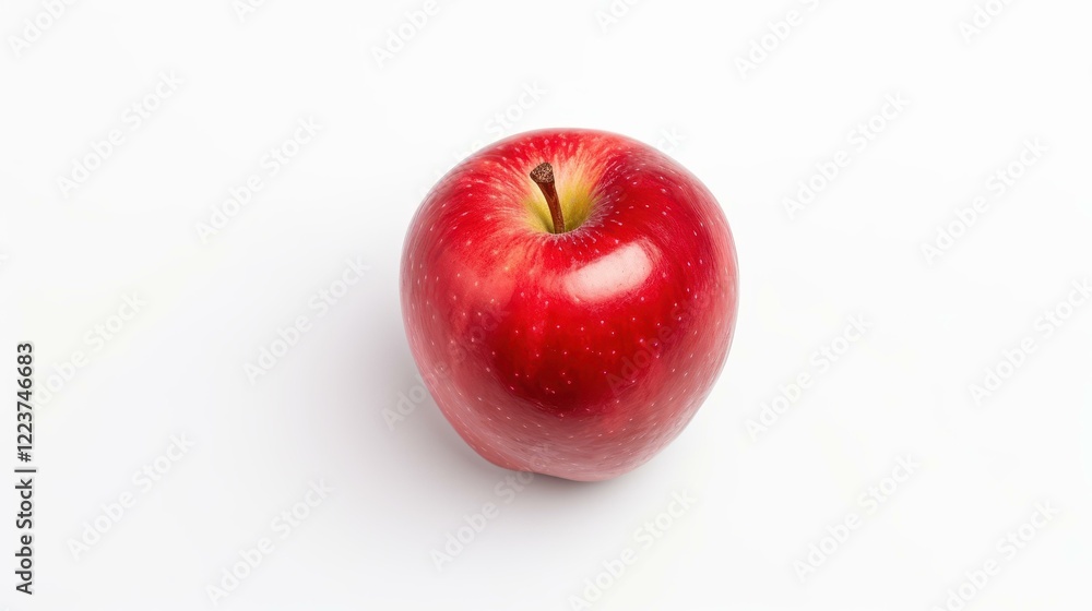 Fresh red apple on a clean white backdrop, showcasing its vibrant color and shiny surface. Perfect for healthy snacking. Fresh red apple on a clean white backdrop, showcasing its vibrant color and shiny surface. Perfect for healthy snacking.