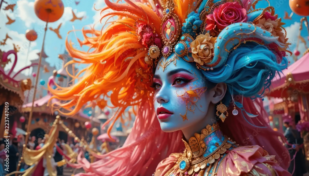 Enchanted Carnival Queen: A Whimsical Portrait Enchanted Carnival Queen: A Whimsical Portrait