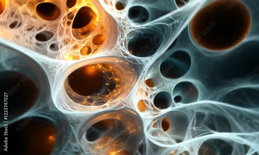 Abstract 3d Render Orange and White Glowing Network Texture