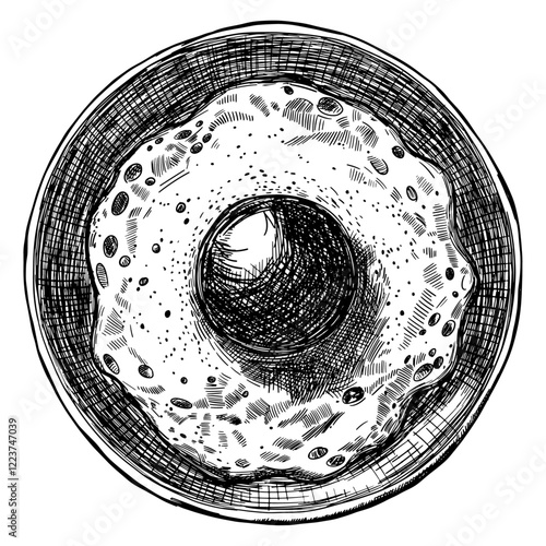 fried scrambled egg on plate isolated hand drawn sketch food breakfast cooking culinary line art detailed shading cross-hatching vector illustration transparent background