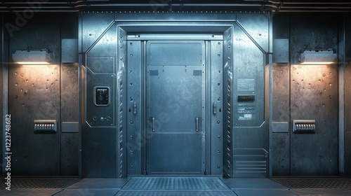 Futuristic Metal Doorway in a Sci Fi Setting