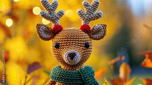 Wallpaper Mural Crocheted deer toy vibrant backdrop, handcrafted and adorable, Ai Generated Torontodigital.ca