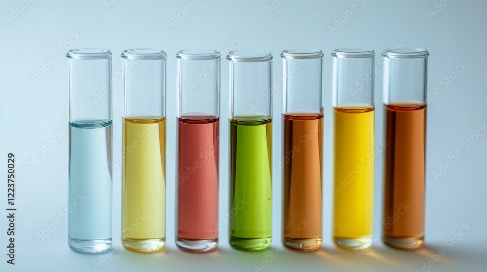 Colorful Test Tubes with Different Liquids - Science Experiment Colorful Test Tubes with Different Liquids - Science Experiment