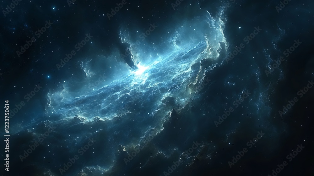 Obraz premium Soft glowing nebulous shapes in a gentle movement across a dark, starry backdrop.